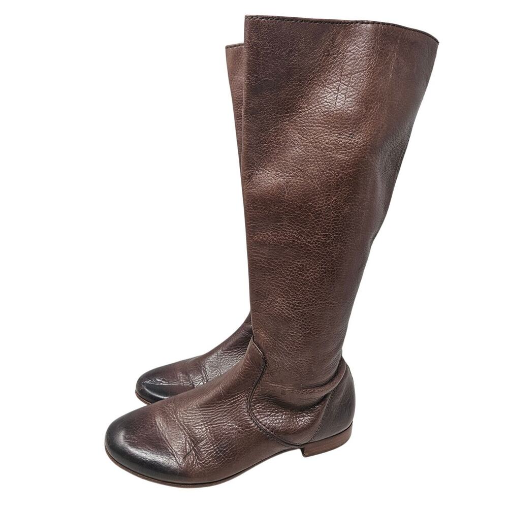 Frye Jillian 6 Brown Boot Leather Flat Boho Western Pull On Equestrian Cowgirl